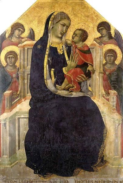 Madonna and Child with Angels Oil Painting by Pietro Lorenzetti