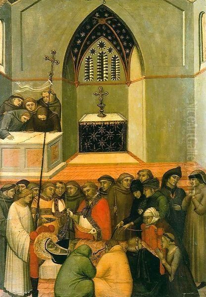 Funeral of Humilitas Oil Painting by Pietro Lorenzetti