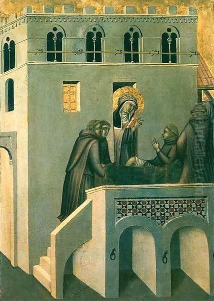 Humilitas Heals the Foot of the Monk Oil Painting by Pietro Lorenzetti