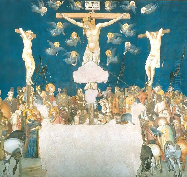 Assisi Frescoes Crucifixion Oil Painting by Pietro Lorenzetti