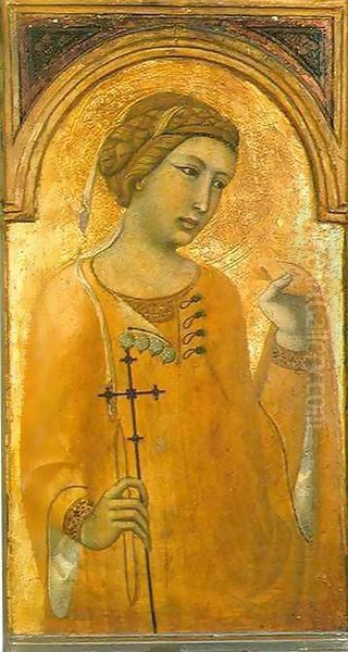 Female Saint Oil Painting by Pietro Lorenzetti