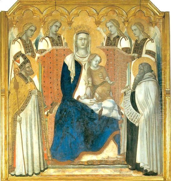 Carmine Altarpiece Madonna and Child Enthroned Oil Painting by Pietro Lorenzetti