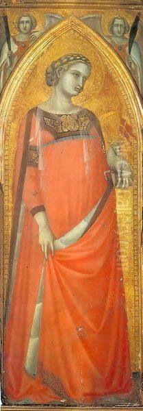 Carmine Altarpiece Saint Agnes Oil Painting by Pietro Lorenzetti