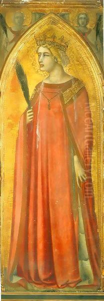 Carmine Altarpiece Saint Catherine of Alexandria Oil Painting by Pietro Lorenzetti