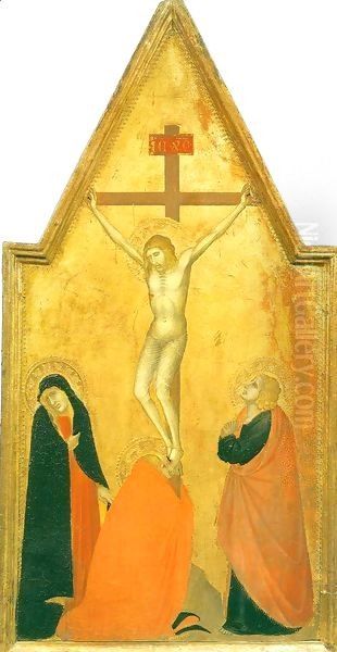 Crucifixion with the Virgin and Two Mourners Oil Painting by Pietro Lorenzetti