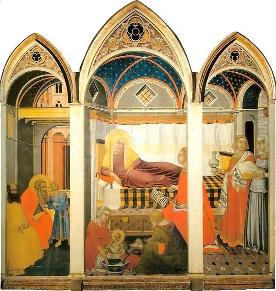 Nativity of the Virgin Oil Painting by Pietro Lorenzetti