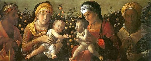 Holy Family and the Family of Saint John the Baptist Oil Painting by Andrea Mantegna