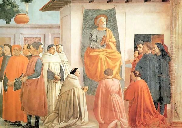 Brancacci chapel Resurrection of the son of Theophilus Oil Painting by Masaccio (Tommaso di Giovanni)