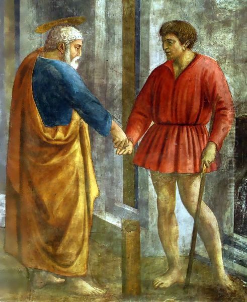 Brancacci chapel Tribute Money detail Oil Painting by Masaccio (Tommaso di Giovanni)