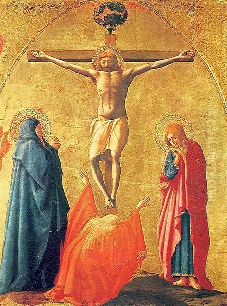 Pisa polyptych Crucifixion Oil Painting by Masaccio (Tommaso di Giovanni)