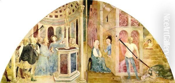 Saint Catherine and the Emperor Maxentius Oil Painting by Tommaso Masolino (da Panicale)