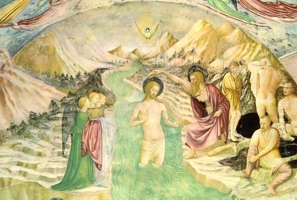 Baptism of Christ, detail Oil Painting by Tommaso Masolino (da Panicale)