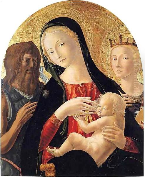 Madonna and Child with Saint John the Baptist and Saint Catherine of Alexandria Oil Painting by Neroccio di (Neroccio da Siena) Landi