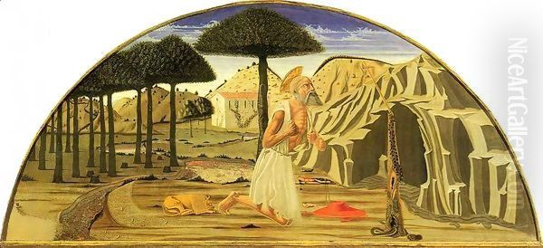 Saint Jerome in the Wilderness Oil Painting by Nicola di Maestro Antonio di Ancona