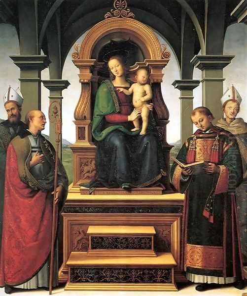 Virgin and Child Enthroned with Saints Oil Painting by Pietro Vannucci Perugino