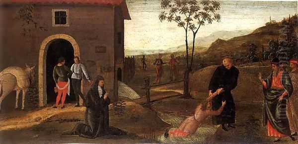 Saint Nicholas of Tolentino Rescuing a Boy from Drowning Oil Painting by Pietro Vannucci Perugino