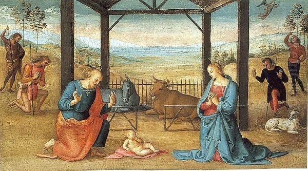 Adoration of the Child Oil Painting by Pietro Vannucci Perugino