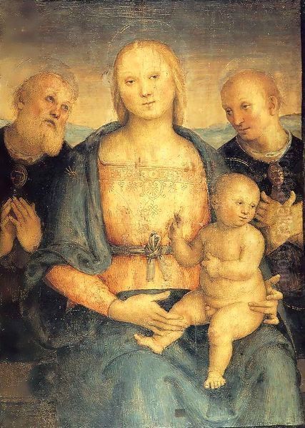 Madonna and Child with Saint Constanzo and Ercolano Oil Painting by Pietro Vannucci Perugino