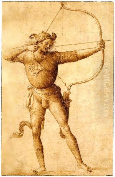 Archer Drawing a Bow Oil Painting by Pietro Vannucci Perugino