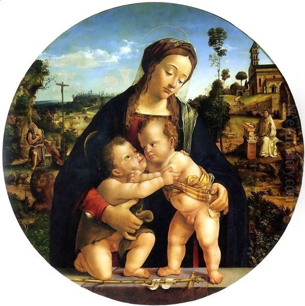 Madonna and Child with the Young Saint John the Baptist Oil Painting by Piero Di Cosimo