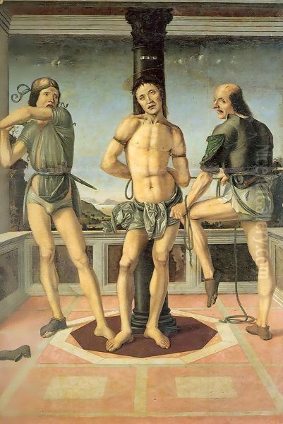 Flagellation of Christ Oil Painting by Pietro di Galeotto