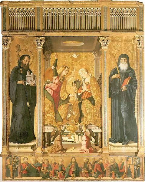 Annunciation and Saints Oil Painting by Scacco Cristoforo