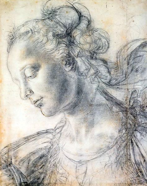 Head of a Woman Oil Painting by Andrea Del Verrocchio