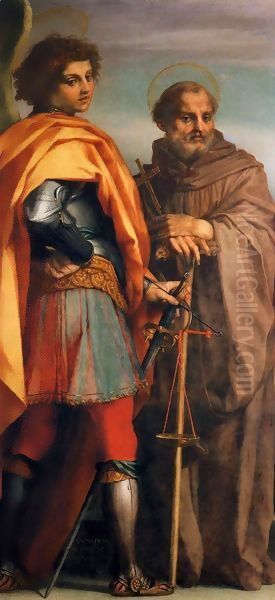 Sts Michael and John Gualbert Oil Painting by Andrea Del Sarto