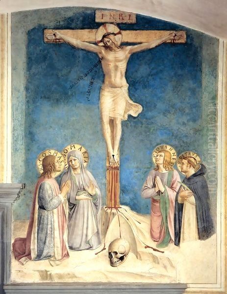 Crucifixion with the Virgin and Sts Cosmas, John the Evangelist and Peter Martyr Oil Painting by Angelico Fra