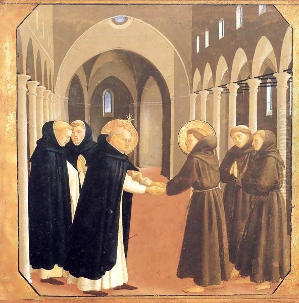 The Meeting of Sts Dominic and Francis of Assisi Oil Painting by Angelico Fra