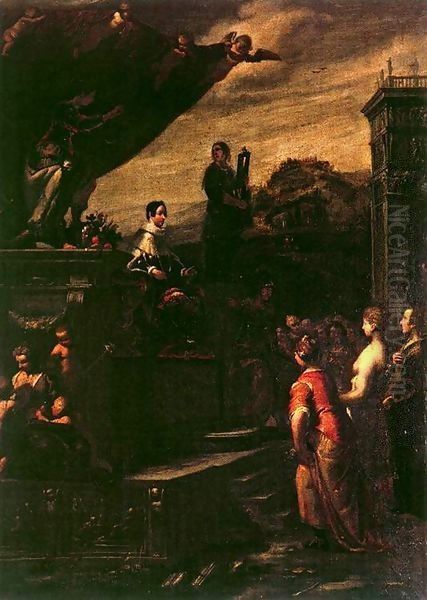 Allegory of the Crowning of Ferdinando II de' Medici Oil Painting by G. Andrea Ansaldo