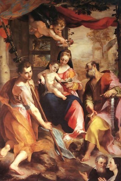 Virgin and Child with Sts Simon and Jude (Madonna di San Simone) Oil Painting by Federico Fiori Barocci