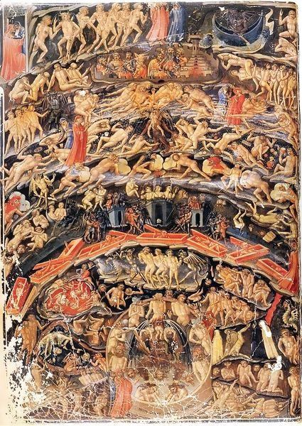 Inferno, from the Divine Comedy by Dante (Folio 1v) Oil Painting by Bartolomeo Di Fruosino