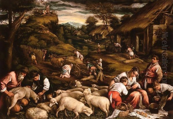 Summer (Sacrifice of Isaac) Oil Painting by Jacopo Bassano (Jacopo da Ponte)