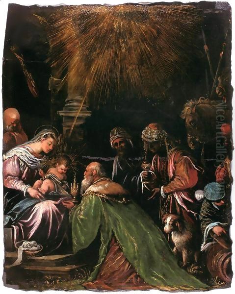 Adoration of the Magi 2 Oil Painting by Jacopo Bassano (Jacopo da Ponte)