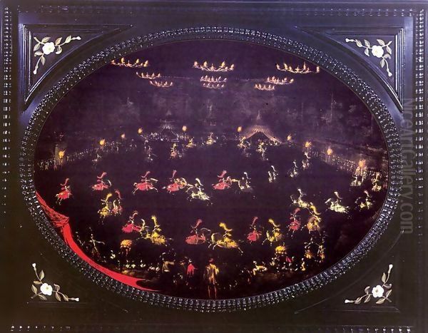 Nocturnal Carousel in the Amphitheatre of the Boboli Gardens Oil Painting by Stefano della Bella