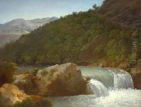 View of the Cascade of the Gorge near Allevard Oil Painting by Jean-Joseph-Xavier Bidauld