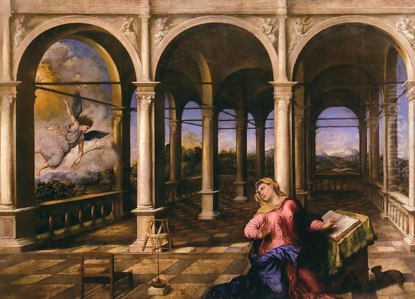 Annunciation Oil Painting by Paris Bordone