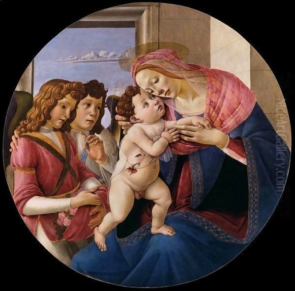 Virgin and Child with Two Angels Oil Painting by Sandro Botticelli