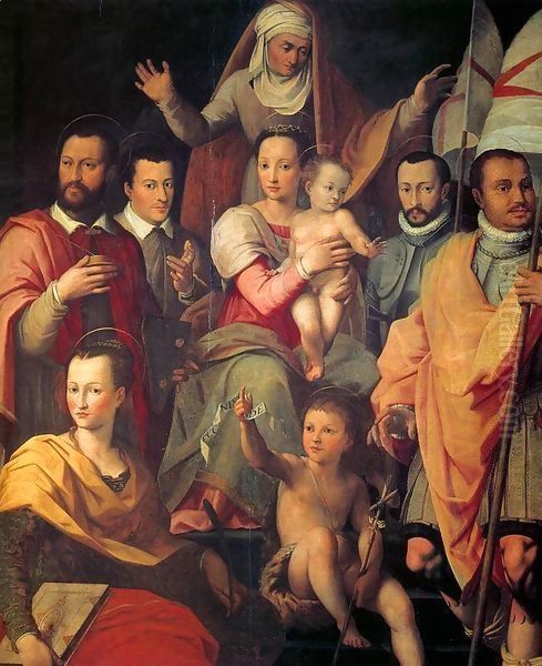 Virgin and Child with St Anne and Members of the Medici Family as Saints Oil Painting by Giovanni Maria Butteri