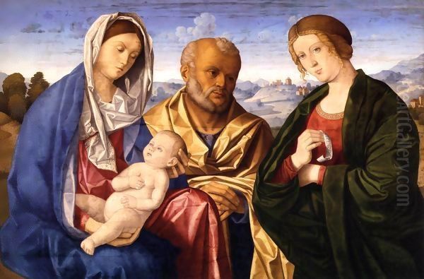 The Holy Family with a Female Saint Oil Painting by Vincenzo di Biagio Catena