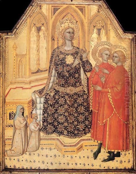 St Catherine Enthroned with Two Saints and Two Donors Oil Painting by Cenni Di Francesco Di Ser Cenni