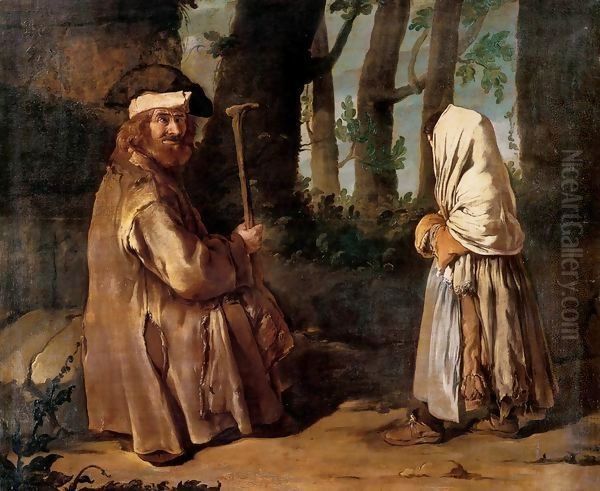 Encounter in the Wood Oil Painting by Giacomo Ceruti (Il Pitocchetto)