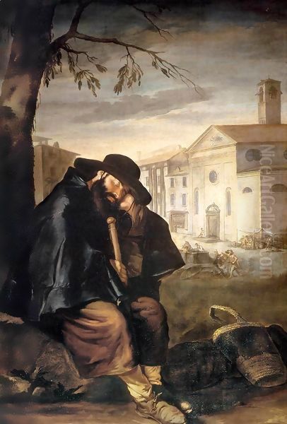 Sleeping Pilgrim Oil Painting by Giacomo Ceruti (Il Pitocchetto)