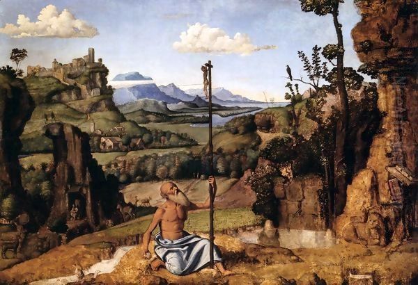 The Penitent St Jerome in the Wilderness Oil Painting by Giovanni Battista Cima da Conegliano