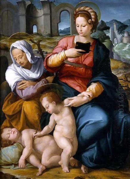 Virgin and Child with St Elizabeth and the Infant Baptist Oil Painting by Jacopino del Conte