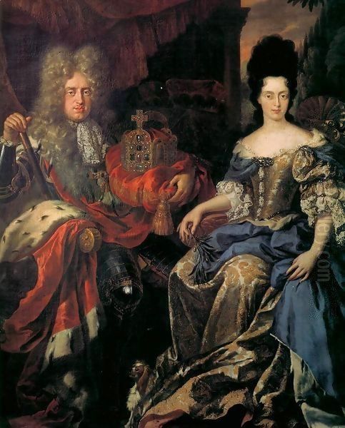 Elector Palatine Johann Wilhelm von Pfalz-Neuburg and Anna Maria Luisa de' Medic Oil Painting by Jan Frans Douven