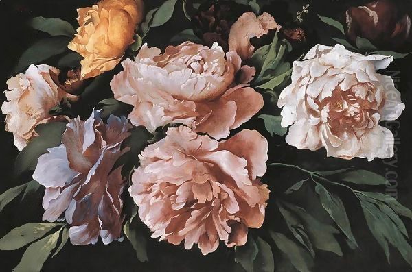 Peonies Oil Painting by Anselm Friedrich Feuerbach