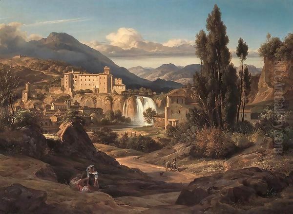 The Liris Waterfalls near Isola di Sora Oil Painting by Ernst Fries