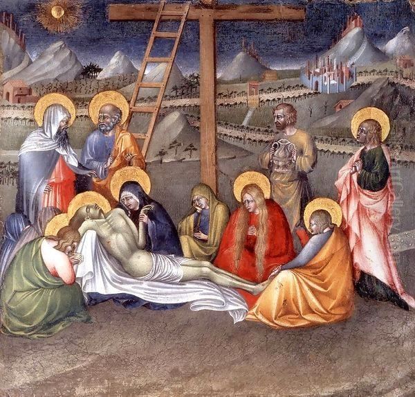 Lamentation over the Dead Christ Oil Painting by Giovanni di Paolo